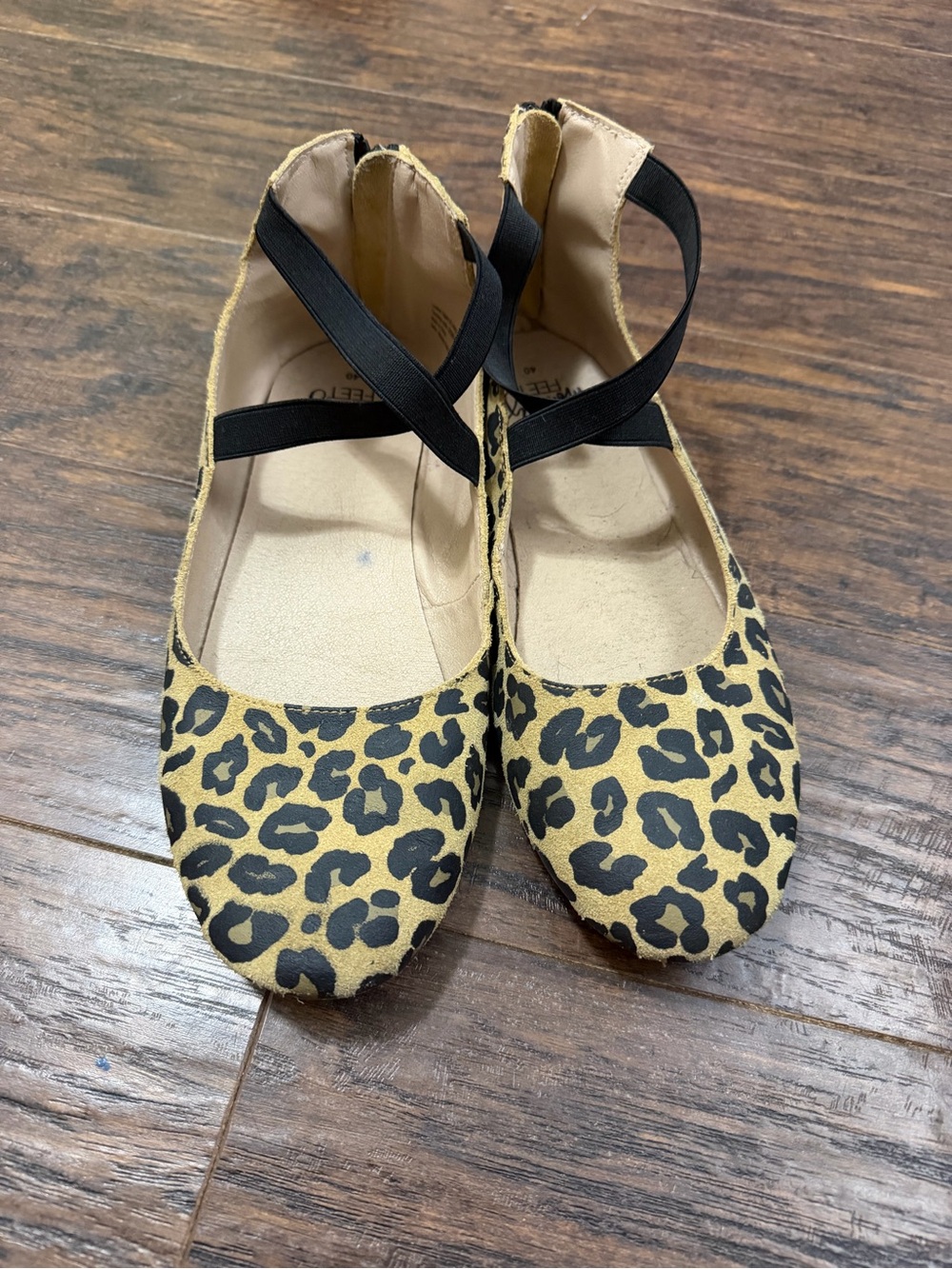 Monkey Feet Leopard Print Flats with Black Straps